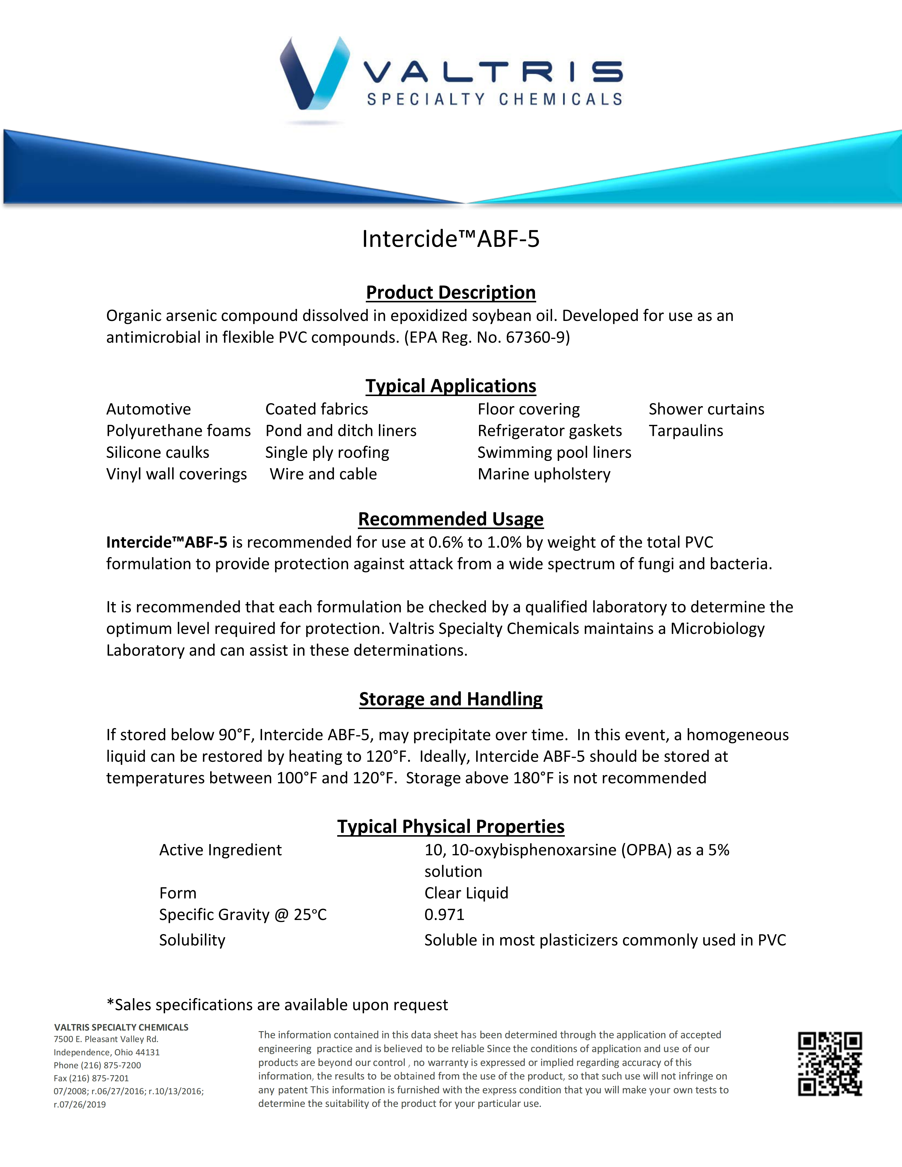 High-efficiency Antimicrobial & Mould Preventive Agent Intercide ABF 5